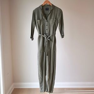 Abercrombie & Fitch Olive Twill Jumpsuit - Size Medium